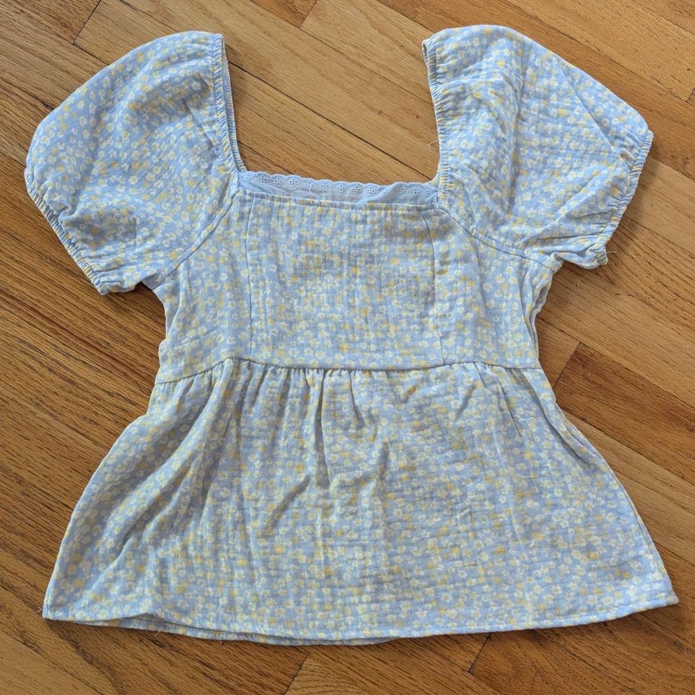 Hippie Rose Blue and Yellow Floral Blouse